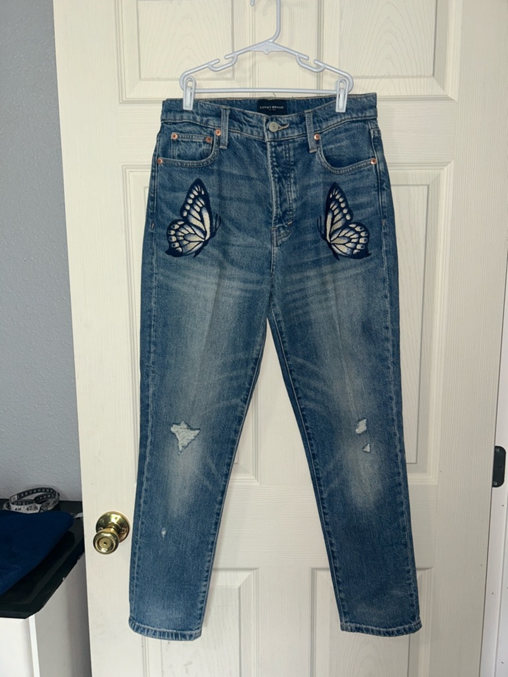 Lucky Brand Blue High-Rise Jeans with Butterfly Patches